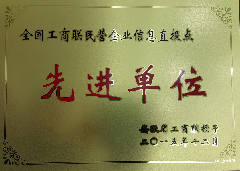 2015年荣获安徽省工商联民营企业先进单位